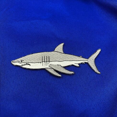 Great White Shark Embroidered Patch Jaws Iron-On Applique Ocean Fish in Saudi Arabia