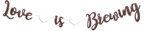 لافتة Love Is Brewing - حروف بنية، أنماط على شكل قلب، ديكور مشهد رومانسي لعروس الزفاف أو عيد الحب، يمكن استخدامها أيضًا لتزيين أجواء المقهى والمخبز (الحب هو التخمير) in Kuwait