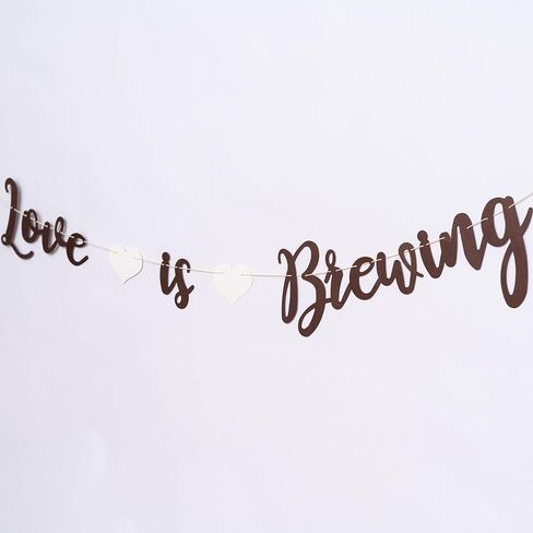 لافتة Love Is Brewing - حروف بنية، أنماط على شكل قلب، ديكور مشهد رومانسي لعروس الزفاف أو عيد الحب، يمكن استخدامها أيضًا لتزيين أجواء المقهى والمخبز (الحب هو التخمير) in Kuwait