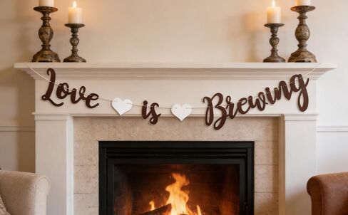 لافتة Love Is Brewing - حروف بنية، أنماط على شكل قلب، ديكور مشهد رومانسي لعروس الزفاف أو عيد الحب، يمكن استخدامها أيضًا لتزيين أجواء المقهى والمخبز (الحب هو التخمير) in Kuwait