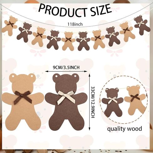 Moukeren We Can Bearly Wait Teddy Bear Garland Teddy Bear Gender Reveal Banner Neutral Boho Baby Shower Birthday Decoration Hanging Decor Banner for Bearly Wait Baby Shower Birthday Supplies in Saudi Arabia