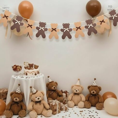Moukeren We Can Bearly Wait Teddy Bear Garland Teddy Bear Gender Reveal Banner Neutral Boho Baby Shower Birthday Decoration Hanging Decor Banner for Bearly Wait Baby Shower Birthday Supplies in Saudi Arabia