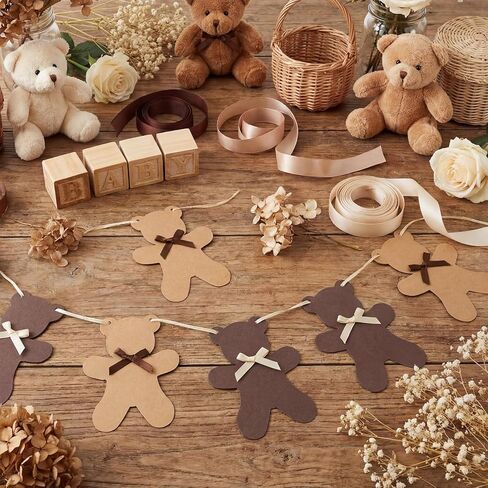 Moukeren We Can Bearly Wait Teddy Bear Garland Teddy Bear Gender Reveal Banner Neutral Boho Baby Shower Birthday Decoration Hanging Decor Banner for Bearly Wait Baby Shower Birthday Supplies in Saudi Arabia
