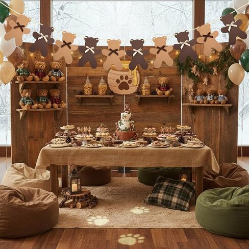 Moukeren We Can Bearly Wait Teddy Bear Garland Teddy Bear Gender Reveal Banner Neutral Boho Baby Shower Birthday Decoration Hanging Decor Banner for Bearly Wait Baby Shower Birthday Supplies in Saudi Arabia
