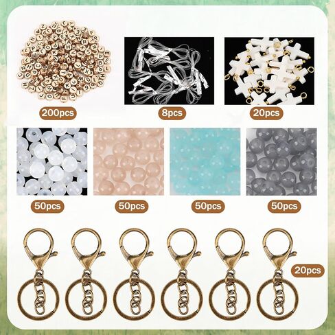 Ferreve 448pcs Easter Christian Keychain Making Kit Cross Beads Keychain Making Craft Religious DIY Cross Beads and Charms for Easter Teacher Appreciation Gifts Church Activities in Saudi Arabia