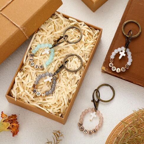 Ferreve 448pcs Easter Christian Keychain Making Kit Cross Beads Keychain Making Craft Religious DIY Cross Beads and Charms for Easter Teacher Appreciation Gifts Church Activities in Saudi Arabia