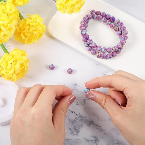 YQQYG 50 Pcs 8mm Gemstone Beads, Stone Beads for Jewelry Making for Jewelry Making DIY Colorful Round Stone Bead in Kuwait