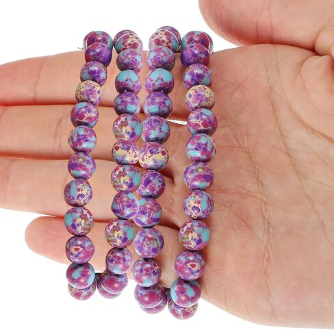 YQQYG 50 Pcs 8mm Gemstone Beads, Stone Beads for Jewelry Making for Jewelry Making DIY Colorful Round Stone Bead in Kuwait
