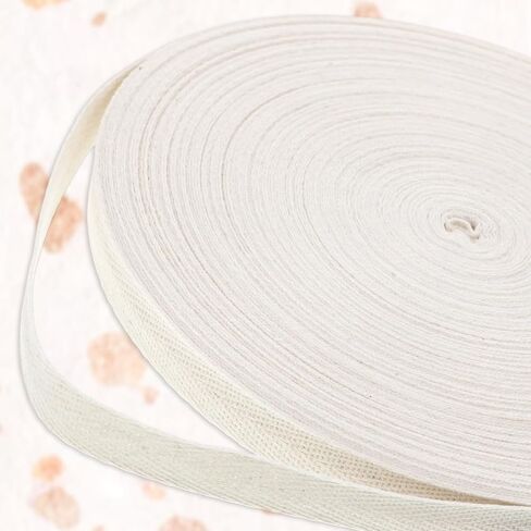 Cotton Twill Tape Ribbon Natural Cotton Twill Tape 55 Yards 0.6 Inch Wide Soft Natural Ribbon Bunting Bias Tapes Herringbone Webbing Tapes Roll for Sewing DIY Crafts Gift Wrapping Home Decor in Saudi Arabia