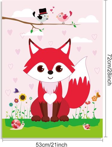 FEPITO Pin The Heart on The Fox Valentines Game with 24Pcs Heart Stickers for Valentines Party Supplies, Kids Birthday Party Decoration in Saudi Arabia