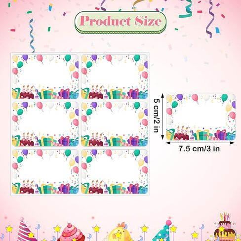 Lucleag 180PCS Birthday Name Tags Stickers, Cake Balloons Name Stickers Gift Tags Name Labels Sticker for Kids Classroom Office Students Clothes Birthday Party, 2x3 inch in Saudi Arabia