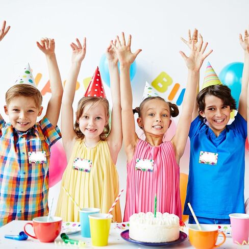 Lucleag 180PCS Birthday Name Tags Stickers, Cake Balloons Name Stickers Gift Tags Name Labels Sticker for Kids Classroom Office Students Clothes Birthday Party, 2x3 inch in Saudi Arabia
