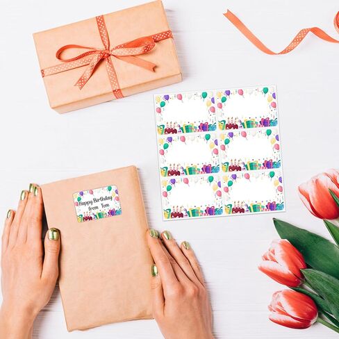 Lucleag 180PCS Birthday Name Tags Stickers, Cake Balloons Name Stickers Gift Tags Name Labels Sticker for Kids Classroom Office Students Clothes Birthday Party, 2x3 inch in Saudi Arabia