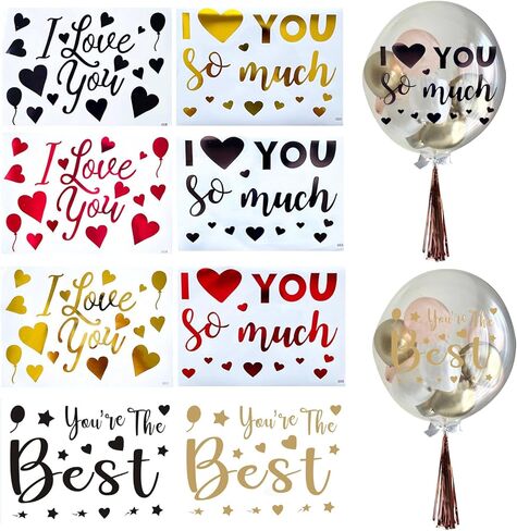 ملصقات بالونات I Love You، أنت أفضل ملصقات بالون بوبو، ملصقات تزيين الحروف اليدوية، عيد الحب، الذكرى السنوية لعيد الأم، لوازم الحفلات 8 قطع in Kuwait