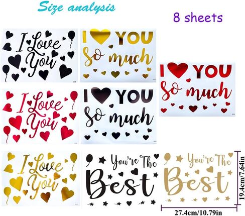 ملصقات بالونات I Love You، أنت أفضل ملصقات بالون بوبو، ملصقات تزيين الحروف اليدوية، عيد الحب، الذكرى السنوية لعيد الأم، لوازم الحفلات 8 قطع in Kuwait