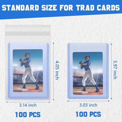 DEDC 200 Pcs Team Bag Top Loaders for Cards, 3" X 4" Top Loader Rigid Trading Cards Sleeves Hard Plastic Protective for Baseball Sports Collectibles Team Set Bags (100pc Top Loader + 100Pc Sleeves) in Kuwait