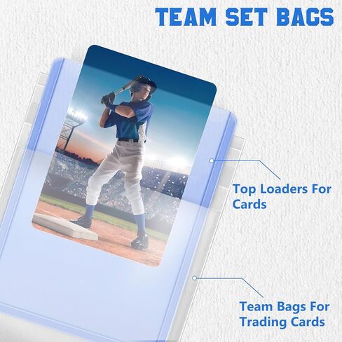 DEDC 200 Pcs Team Bag Top Loaders for Cards, 3" X 4" Top Loader Rigid Trading Cards Sleeves Hard Plastic Protective for Baseball Sports Collectibles Team Set Bags (100pc Top Loader + 100Pc Sleeves) in Kuwait