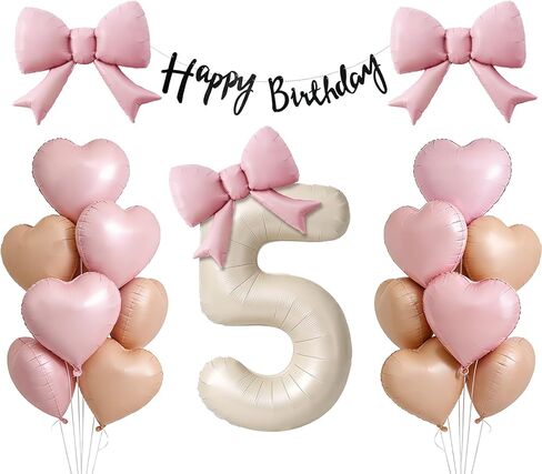 28Pcs 3rd Birthday Decorations for Girls Pink Heart Bow Foil Balloons Cream Number 3 Balloon Black Happy Birthday Banner, 3 Year Old Threenager Birthday Decorations Girl Party Decor Supplies in Saudi Arabia