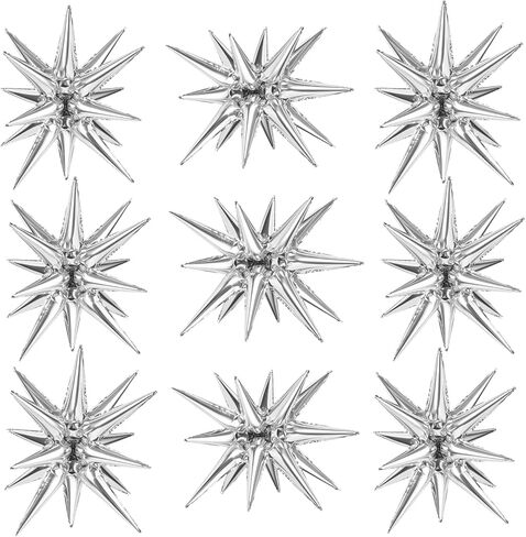 9 PCS Black Star Balloons Foil, One-Piece 22 Inch Explosion Spike Balloons, Large Mylar Cone Star Balloon for Halloween Wedding Anniversary Birthday Party Decorations in Saudi Arabia