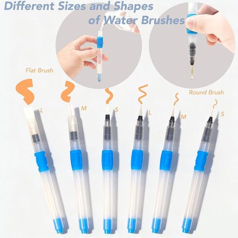 مجموعة طلاء بالألوان المائية 50 لونًا، مجموعة رسم مع كتاب تلوين، فرش مياه، غسالة، صندوق تخزين، إسفنجة كبيرة وقلم رصاص ميكانيكي، مستلزمات فنية، مجموعة ألوان مائية للسفر، هواة الهواة in Kuwait