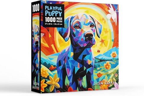 أحجية الصور المقطوعة الصعبة للبالغين والعائلات - 1000 قطعة - جرو مرح - جازن هابي - 27 × 20 بوصة - لغز متضمن in Kuwait