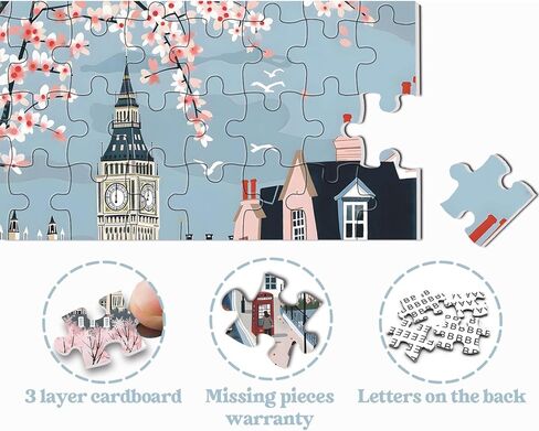 London Spring Puzzles for Adults 1000 Pieces, European Street Landscape Jigsaw Puzzle, Romantic Travel Scene Puzzle in Saudi Arabia