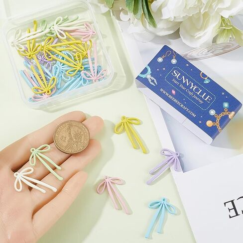 SUNNYCLUE 30Pcs Mixed Color Alloy Bow Knot Charms for Jewelry Making, Earrings, Necklaces, DIY Accessories in Saudi Arabia