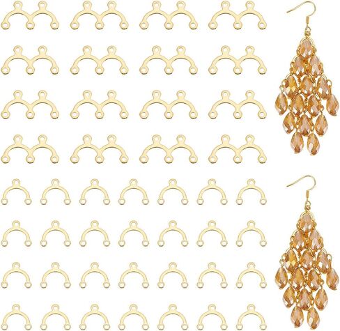 UNICRAFTALE 100 قطعة بمقاسين حقيقيين مطلية بالذهب عيار 18 قيراط موصل قوس ثريا مكون من وصلات من الفولاذ المقاوم للصدأ موصلات حلق سحرية لقلادة حلق صنع ثقب الحرف 1-1.2 مم in Kuwait