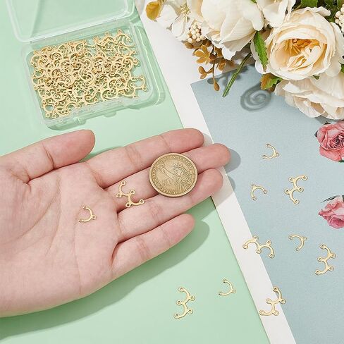 UNICRAFTALE 100 قطعة بمقاسين حقيقيين مطلية بالذهب عيار 18 قيراط موصل قوس ثريا مكون من وصلات من الفولاذ المقاوم للصدأ موصلات حلق سحرية لقلادة حلق صنع ثقب الحرف 1-1.2 مم in Kuwait