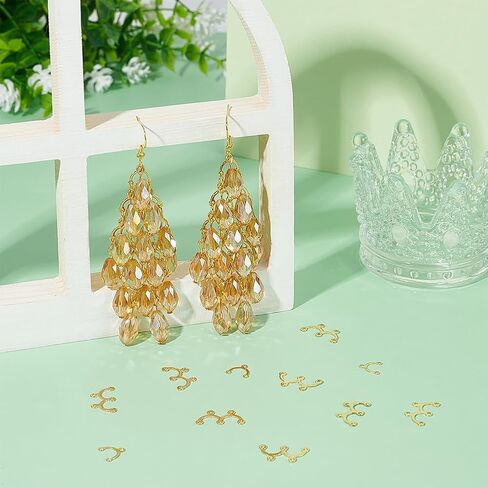 UNICRAFTALE 100 قطعة بمقاسين حقيقيين مطلية بالذهب عيار 18 قيراط موصل قوس ثريا مكون من وصلات من الفولاذ المقاوم للصدأ موصلات حلق سحرية لقلادة حلق صنع ثقب الحرف 1-1.2 مم in Kuwait