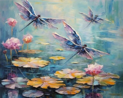 VNUIEHG Dragonfly Paint by Numbers Kit for Adults, Landscape Paint by Number on Canvas, Scenery Digital Oil Painting Kits Suitable for Home Wall Decoration Gift 16"x20" in Kuwait