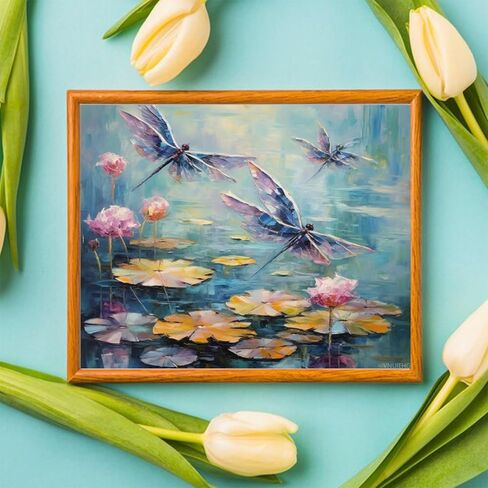 VNUIEHG Dragonfly Paint by Numbers Kit for Adults, Landscape Paint by Number on Canvas, Scenery Digital Oil Painting Kits Suitable for Home Wall Decoration Gift 16"x20" in Kuwait