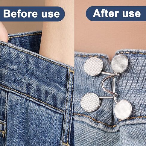 8pcs Pant Waist Tightener Set, Zinc Alloy Reusable Pants Adjuster Waist Tightener Cool Chain Pins for Women Dress Shirts (Large) in Saudi Arabia