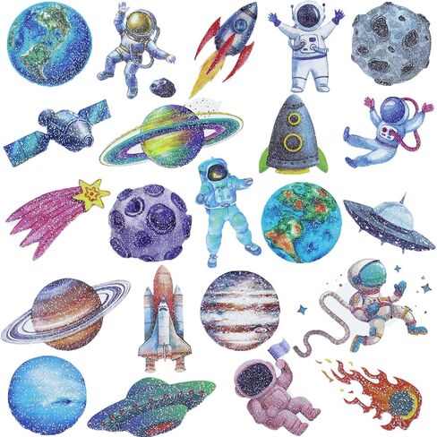 120 Pcs Glitter Galaxy Temporary Tattoos for Boys Kids, 12 Sheets Outer Space Tattoos for Boys Children Birthday Party Supplies Favors Spaceship Decorations in Kuwait
