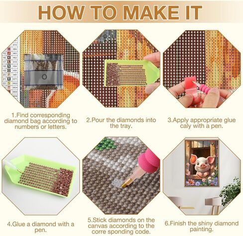 MEIYUDA 5D Pig Diamonds Painting Kits for Adults, DIY Flowers Cute Pig Round Full Drill Diamond Art for Adults Beginners, Cartoon Animals Crafts Kits for Home Wall Decor Present 12×16inch in Saudi Arabia