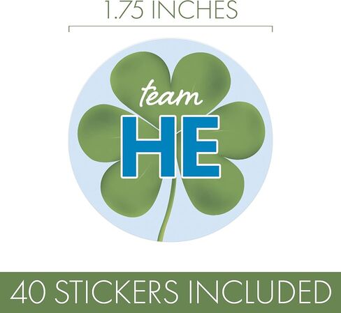 St. Patrick's Day Gender Reveal Party - Team He or Team She Shamrock Stickers - What Will Our Lucky Charm Be - 40 Count - 1.75" Round Labels in Saudi Arabia