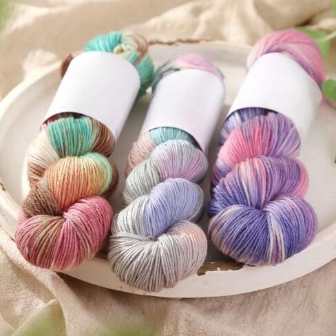Hand-Dyed Wool Yarn, Anti-Pilling Warm, Textured Twist Design Yarn Balls for Knitting Crocheting Craft Kits (Pink Yellow) in Saudi Arabia