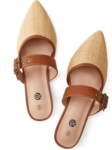 Rekayla Mules for Women Adjustable Strap Pointed Toe Backless Loafer Shoes… in Saudi Arabia