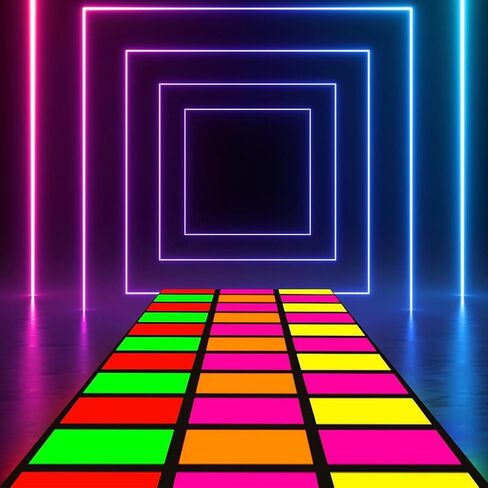 Whaline 30 Sheets Neon Card Stock Paper 8 x 8 Inch 5 Colors Glow in The Dark Square Cardstock for Birthday Wedding Dance Floor Game Party Decor DIY Crafts Supplies in Saudi Arabia