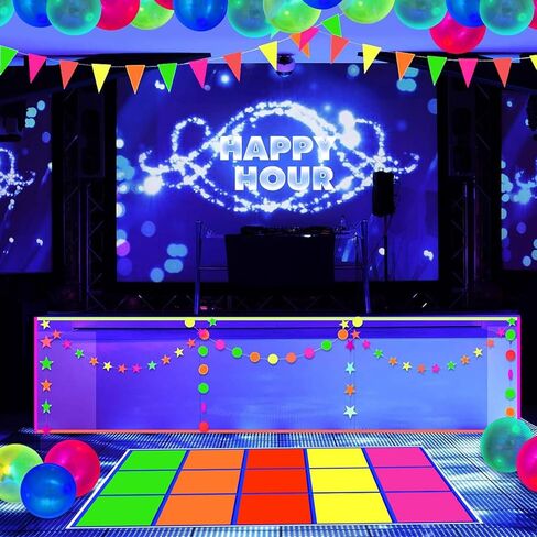 Whaline 30 Sheets Neon Card Stock Paper 8 x 8 Inch 5 Colors Glow in The Dark Square Cardstock for Birthday Wedding Dance Floor Game Party Decor DIY Crafts Supplies in Saudi Arabia