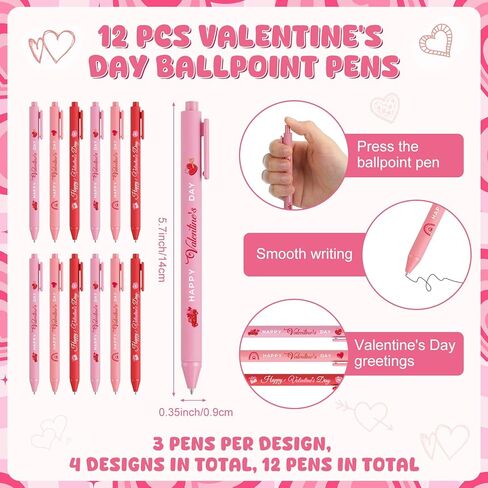 Funrous 48 Pack Valentine's Day Party Favors Valentine Gifts Bulk 12 Silicone Bracelet Wristbands 12 Notebooks 12 Ballpoint Pens 12 Keychains Heart Party Supplies for Gift Exchange Prizes Accessories in Saudi Arabia