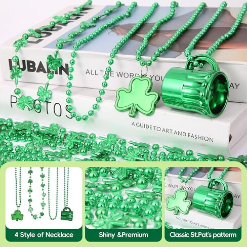 62 قطعة من إكسسوارات يوم القديس باتريك عصابات الرأس إكسسوارات خرز شامروك، St. مجموعة إكسسوارات عيد القديس باتريك هدايا الحفلات والنظارات والأساور وملصقات الوشم ومستلزمات المسيرات الديكورية in Kuwait