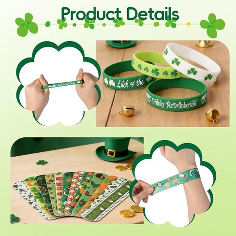 62 قطعة من إكسسوارات يوم القديس باتريك عصابات الرأس إكسسوارات خرز شامروك، St. مجموعة إكسسوارات عيد القديس باتريك هدايا الحفلات والنظارات والأساور وملصقات الوشم ومستلزمات المسيرات الديكورية in Kuwait
