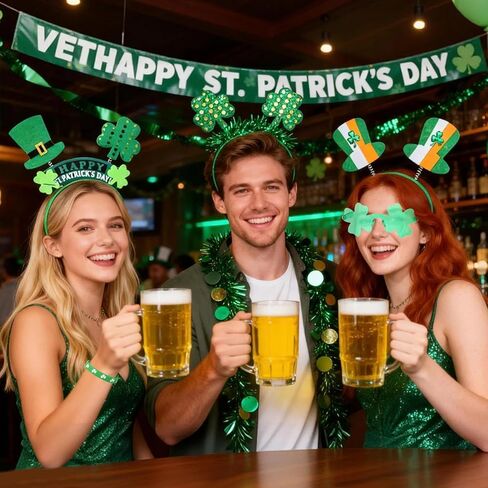 62 قطعة من إكسسوارات يوم القديس باتريك عصابات الرأس إكسسوارات خرز شامروك، St. مجموعة إكسسوارات عيد القديس باتريك هدايا الحفلات والنظارات والأساور وملصقات الوشم ومستلزمات المسيرات الديكورية in Kuwait