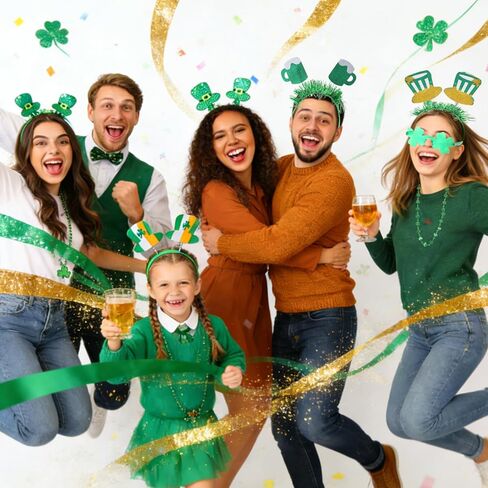 62 قطعة من إكسسوارات يوم القديس باتريك عصابات الرأس إكسسوارات خرز شامروك، St. مجموعة إكسسوارات عيد القديس باتريك هدايا الحفلات والنظارات والأساور وملصقات الوشم ومستلزمات المسيرات الديكورية in Kuwait