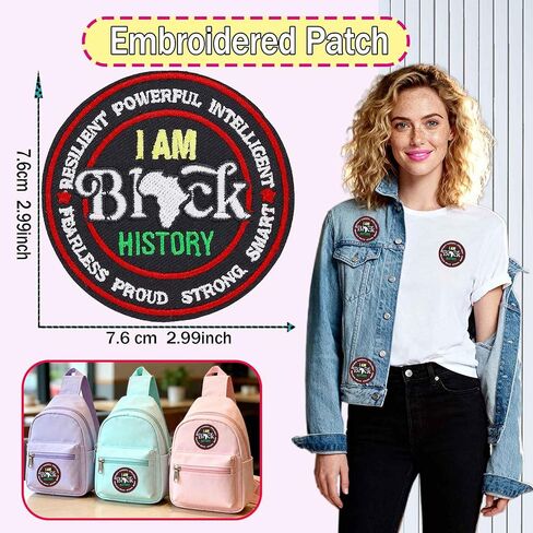 Smart Proud Powerful Strong Black Men Patch, I Am Black Iron On Sew on Embroidered Patch Badge for Clothes Jacket Jeans Backpacks in Saudi Arabia