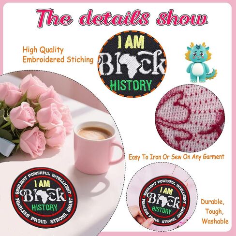 Smart Proud Powerful Strong Black Men Patch, I Am Black Iron On Sew on Embroidered Patch Badge for Clothes Jacket Jeans Backpacks in Saudi Arabia