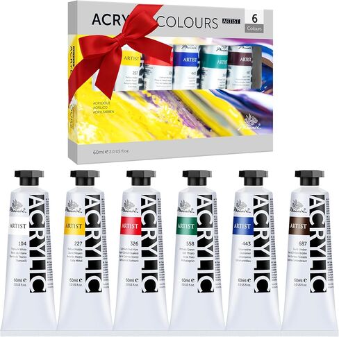 PHOENIX Heavy Body Acrylic Paint - 2 Oz. x 6 Primay Colors Tube, Slow Drying Speed Paints, Thick Art Paints for Adults, Artists, Professionals in Saudi Arabia