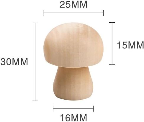 10 Pieces Unfinished Wooden Mushroom Ornaments Paintable Wooden Mushroom Figurines Unfinished Wooden Ornaments Decorative Wooden Mushrooms for DIY Arts Crafts Projects Desk Decor, 30 x 25mm in Saudi Arabia