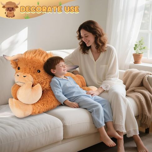 43 inch Giant Highland Cow Stuffed Animal, Lifelike Huge Cow Stuffed Animal for Stress Relief & Companion, Extra Soft Cow Plush, Huge Big Plushies Highland Cows Gifts for Kids Adults in Kuwait
